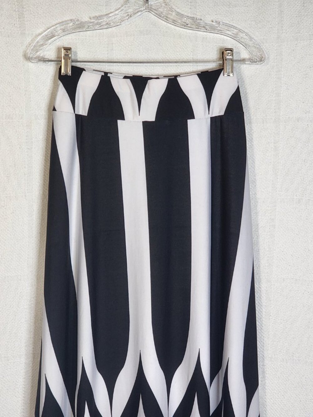 Robert Louis Black and White Pattern Poly Span Tie Front Dress Skirt Size Large - Picture 9 of 16